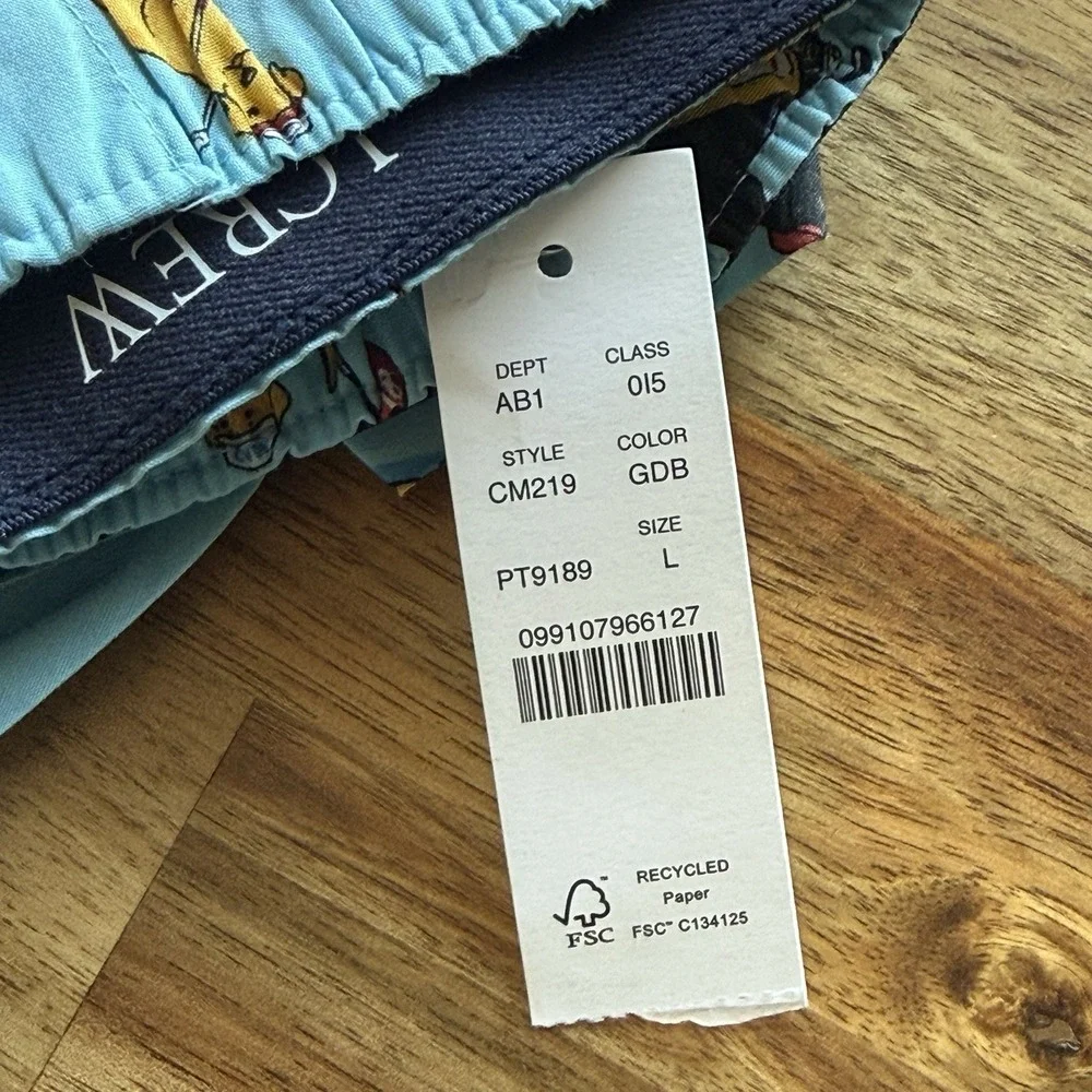 NWT J CREW Boxer Underwear Sz L Blue AOP Golf Dogs Caddy Comfort Oarsman 35-37